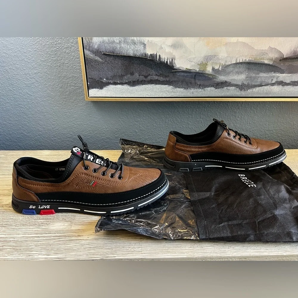 Two-Tone Brown and Black Oxfords
